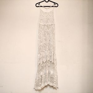Upcycled sheer lace maxi dress